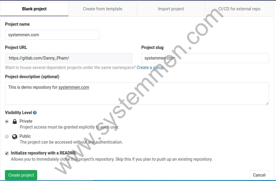 Create the first repository on Gitlab create-the-first-repository-on-gitlab-02 Create the first repository on Gitlab